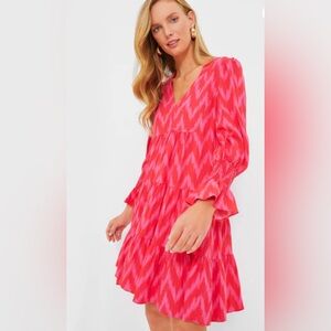Pomander Place Tuckernuck Hot Pink Ikat Kenzo Dress Long Sleeve Size Large